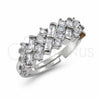 White Gold Filled Multi Stone Ring, Baguette Design, with White Cubic Zirconia, Polished, Rhodium Finish, 01.471.0013 (One size fits all)