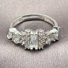 White Gold Filled Multi Stone Ring, Baguette Design, with White Cubic Zirconia, Polished, Rhodium Finish, 01.471.0014 (One size fits all)