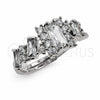 White Gold Filled Multi Stone Ring, Baguette Design, with White Cubic Zirconia, Polished, Rhodium Finish, 01.471.0014 (One size fits all)