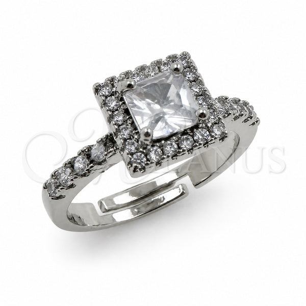White Gold Filled Multi Stone Ring, Cluster Design, with White Cubic Zirconia, Polished, Rhodium Finish, 01.471.0015 (One size fits all)