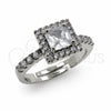 White Gold Filled Multi Stone Ring, Cluster Design, with White Cubic Zirconia, Polished, Rhodium Finish, 01.471.0015 (One size fits all)