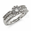 White Gold Filled Multi Stone Ring, Cluster and Baguette Design, with White Cubic Zirconia, Polished, Rhodium Finish, 01.471.0016 (One size fits all)