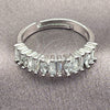 White Gold Filled Multi Stone Ring, Baguette Design, with White Cubic Zirconia, Polished, Rhodium Finish, 01.471.0017 (One size fits all)