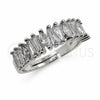 White Gold Filled Multi Stone Ring, Baguette Design, with White Cubic Zirconia, Polished, Rhodium Finish, 01.471.0017 (One size fits all)