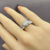 White Gold Filled Multi Stone Ring, Heart and Baguette Design, with White Cubic Zirconia, Polished, Rhodium Finish, 01.471.0019 (One size fits all)