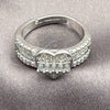 White Gold Filled Multi Stone Ring, Heart and Baguette Design, with White Cubic Zirconia, Polished, Rhodium Finish, 01.471.0019 (One size fits all)