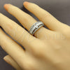 White Gold Filled Multi Stone Ring, Baguette and Cluster Design, with White Cubic Zirconia, Polished, Rhodium Finish, 01.471.0020 (One size fits all)