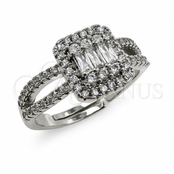 White Gold Filled Multi Stone Ring, Cluster Design, with White Cubic Zirconia, Polished, Rhodium Finish, 01.471.0021 (One size fits all)