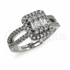 White Gold Filled Multi Stone Ring, Cluster Design, with White Cubic Zirconia, Polished, Rhodium Finish, 01.471.0021 (One size fits all)