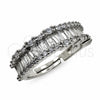 White Gold Filled Multi Stone Ring, Baguette Design, with White Cubic Zirconia, Polished, Rhodium Finish, 01.471.0022 (One size fits all)