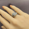 White Gold Filled Multi Stone Ring, Baguette Design, with White Cubic Zirconia, Polished, Rhodium Finish, 01.471.0023 (One size fits all)