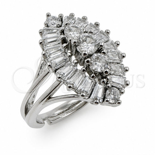 White Gold Filled Multi Stone Ring, Evil Eye and Cluster Design, with White Cubic Zirconia, Polished, Rhodium Finish, 01.471.0024 (One size fits all)