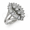 White Gold Filled Multi Stone Ring, Evil Eye and Cluster Design, with White Cubic Zirconia, Polished, Rhodium Finish, 01.471.0024 (One size fits all)