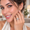 White Gold Filled Multi Stone Ring, Baguette and Diamond Design, with White Cubic Zirconia, Polished, Rhodium Finish, 01.471.0025 (One size fits all)