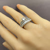 White Gold Filled Multi Stone Ring, Baguette and Diamond Design, with White Cubic Zirconia, Polished, Rhodium Finish, 01.471.0025 (One size fits all)