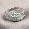 White Gold Filled Multi Stone Ring, Baguette and Diamond Design, with White Cubic Zirconia, Polished, Rhodium Finish, 01.471.0025 (One size fits all)