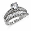 White Gold Filled Multi Stone Ring, Baguette and Diamond Design, with White Cubic Zirconia, Polished, Rhodium Finish, 01.471.0025 (One size fits all)