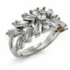 White Gold Filled Multi Stone Ring, Baguette Design, with White Cubic Zirconia, Polished, Rhodium Finish, 01.471.0026 (One size fits all)