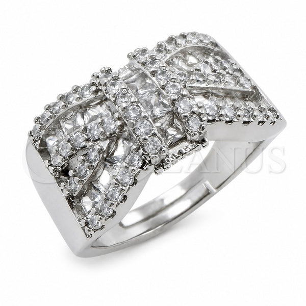 White Gold Filled Multi Stone Ring, Bow and Cluster Design, with White Cubic Zirconia, Polished, Rhodium Finish, 01.471.0027 (One size fits all)