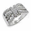 White Gold Filled Multi Stone Ring, Bow and Cluster Design, with White Cubic Zirconia, Polished, Rhodium Finish, 01.471.0027 (One size fits all)