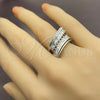 White Gold Filled Multi Stone Ring, Baguette Design, with White Cubic Zirconia, Polished, Rhodium Finish, 01.471.0029 (One size fits all)