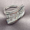 White Gold Filled Multi Stone Ring, Baguette Design, with White Cubic Zirconia, Polished, Rhodium Finish, 01.471.0029 (One size fits all)
