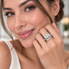 White Gold Filled Multi Stone Ring, Evil Eye and Baguette Design, with White Cubic Zirconia, Polished, Rhodium Finish, 01.471.0030 (One size fits all)