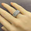 White Gold Filled Multi Stone Ring, Baguette Design, with White Cubic Zirconia, Polished, Rhodium Finish, 01.471.0031 (One size fits all)