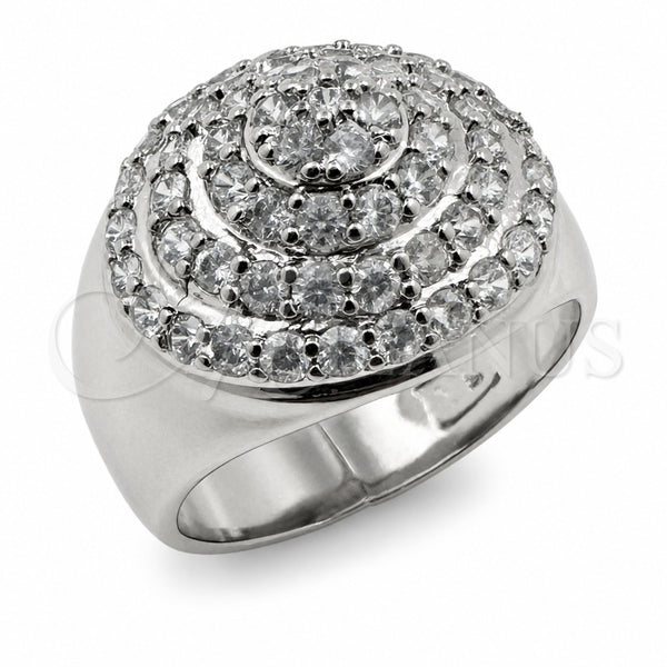White Gold Filled Multi Stone Ring, Cluster Design, with White Cubic Zirconia, Polished, Rhodium Finish, 01.471.0032 (One size fits all)