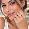 White Gold Filled Multi Stone Ring, Baguette Design, with White Cubic Zirconia and White Micro Pave, Polished, Rhodium Finish, 01.471.0033 (One size fits all)