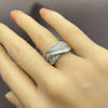 White Gold Filled Multi Stone Ring, Baguette Design, with White Cubic Zirconia and White Micro Pave, Polished, Rhodium Finish, 01.471.0033 (One size fits all)