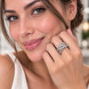 Oro Laminado Multi Stone Ring, Gold Filled Style with White Cubic Zirconia, Polished, Rhodium Finish, 01.471.0034 (One size fits all)
