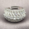 White Gold Filled Multi Stone Ring, Teardrop and Cluster Design, with White Cubic Zirconia, Polished, Golden Finish, 01.471.0035 (One size fits all)