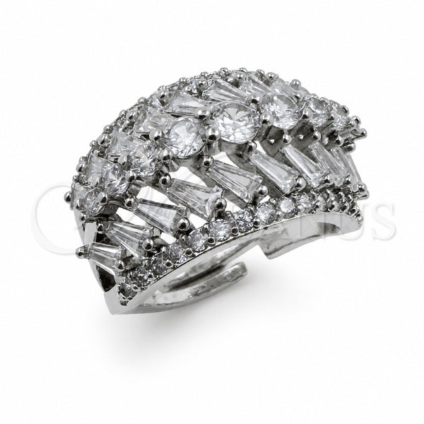 White Gold Filled Multi Stone Ring, Teardrop and Cluster Design, with White Cubic Zirconia, Polished, Golden Finish, 01.471.0035 (One size fits all)
