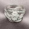 White Gold Filled Multi Stone Ring, Flower and Cluster Design, with White Cubic Zirconia, Polished, Rhodium Finish, 01.471.0036 (One size fits all)
