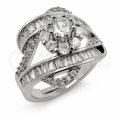 White Gold Filled Multi Stone Ring, Flower and Cluster Design, with White Cubic Zirconia, Polished, Rhodium Finish, 01.471.0036 (One size fits all)