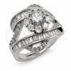 White Gold Filled Multi Stone Ring, Flower and Cluster Design, with White Cubic Zirconia, Polished, Rhodium Finish, 01.471.0036 (One size fits all)