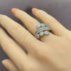 White Gold Filled Multi Stone Ring, Flower Design, with White Cubic Zirconia, Polished, Rhodium Finish, 01.471.0038 (One size fits all)