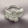 White Gold Filled Multi Stone Ring, Flower Design, with White Cubic Zirconia, Polished, Rhodium Finish, 01.471.0038 (One size fits all)