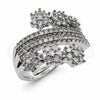 White Gold Filled Multi Stone Ring, Flower Design, with White Cubic Zirconia, Polished, Rhodium Finish, 01.471.0038 (One size fits all)
