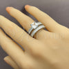White Gold Filled Multi Stone Ring, Baguette Design, with White Cubic Zirconia, Polished, Rhodium Finish, 01.471.0039 (One size fits all)