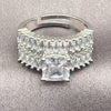 White Gold Filled Multi Stone Ring, Baguette Design, with White Cubic Zirconia, Polished, Rhodium Finish, 01.471.0039 (One size fits all)