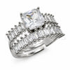White Gold Filled Multi Stone Ring, Baguette Design, with White Cubic Zirconia, Polished, Rhodium Finish, 01.471.0039 (One size fits all)