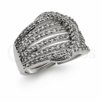 White Gold Filled Multi Stone Ring, with White Cubic Zirconia, Polished, Rhodium Finish, 01.471.0040 (One size fits all)