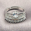 White Gold Filled Multi Stone Ring, Diamond and Baguette Design, with White Cubic Zirconia, Polished, Rhodium Finish, 01.471.0042 (One size fits all)