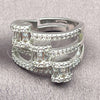 White Gold Filled Multi Stone Ring, Baguette Design, with White Micro Pave and White Cubic Zirconia, Polished, Rhodium Finish, 01.471.0043 (One size fits all)