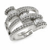 White Gold Filled Multi Stone Ring, Baguette Design, with White Micro Pave and White Cubic Zirconia, Polished, Rhodium Finish, 01.471.0043 (One size fits all)