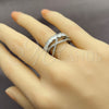 White Gold Filled Multi Stone Ring, Baguette Design, with White Cubic Zirconia, Polished, Rhodium Finish, 01.471.0044 (One size fits all)