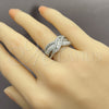 White Gold Filled Multi Stone Ring, Baguette Design, with White Cubic Zirconia, Polished, Rhodium Finish, 01.471.0045 (One size fits all)