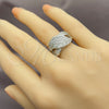 White Gold Filled Multi Stone Ring, Leaf and Baguette Design, with White Cubic Zirconia, Polished, Rhodium Finish, 01.471.0046 (One size fits all)